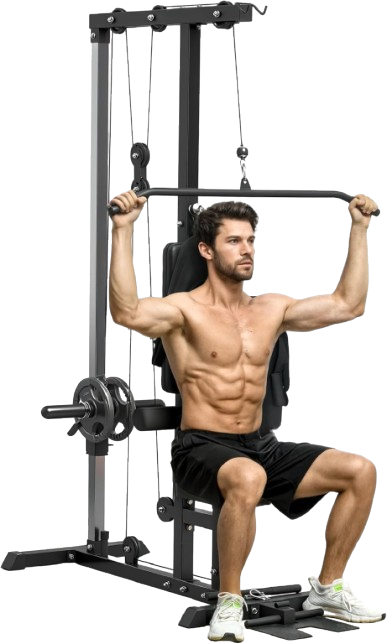 Máquina Polea Alta y Baja, Máquina de Musculación con Pedales Giratorios y Asiento Ajustable